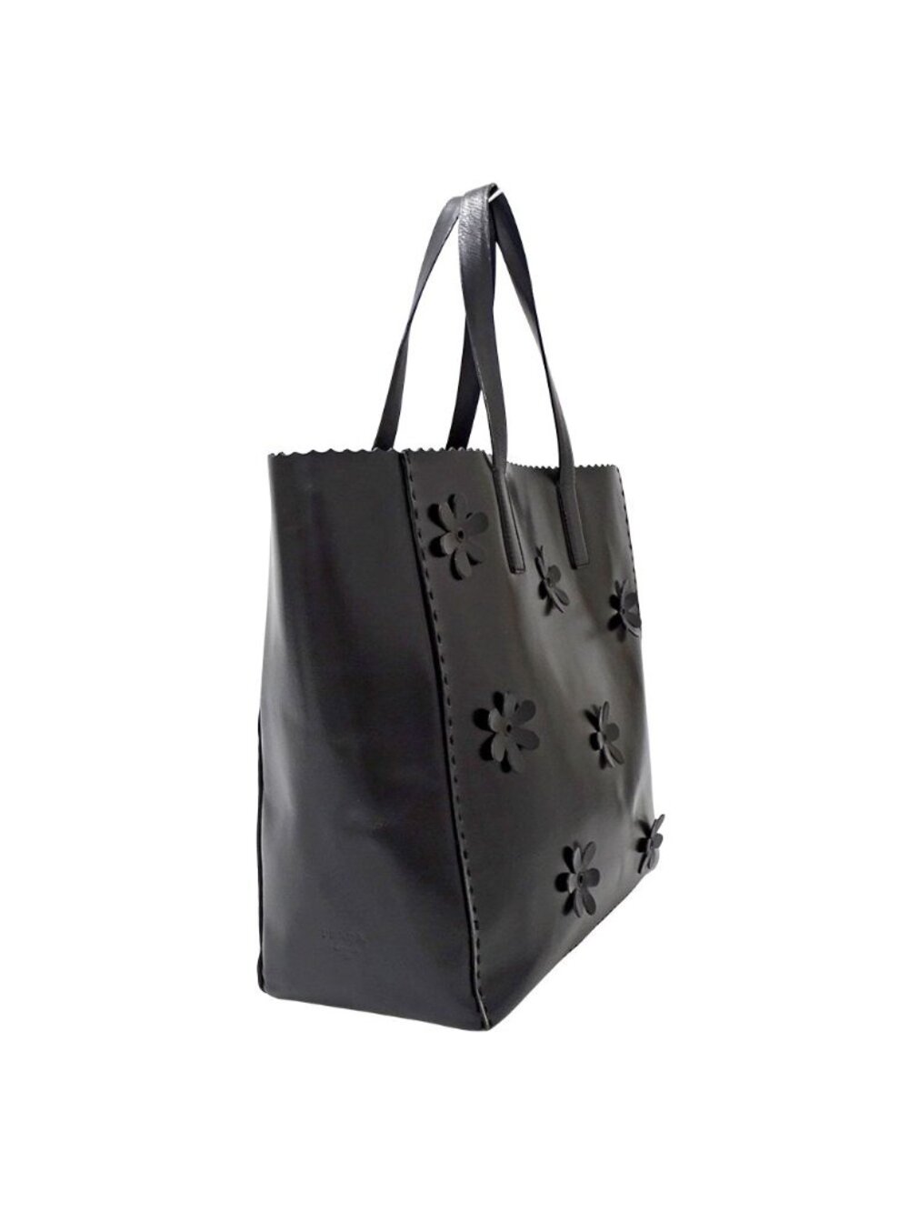 Prada Tote Leather Black Flower - Picture 4 of 13